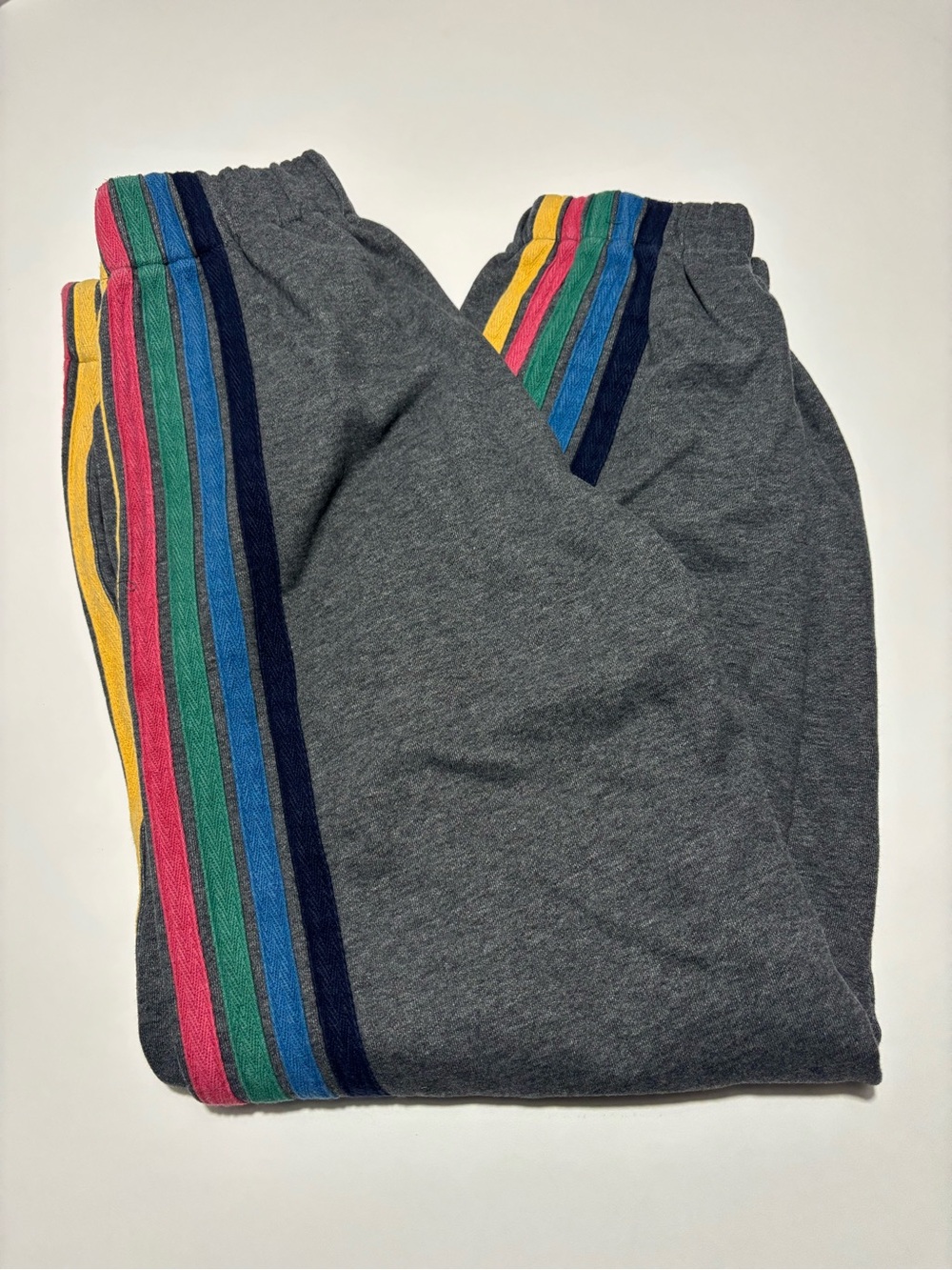 The Greii Grey & Rainbow Retro Side Stripe Cotton Jogger Sweatpants